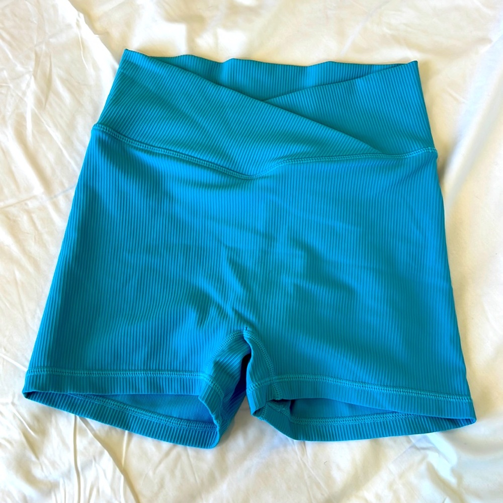 Sports short cross waist turquoise blue size S